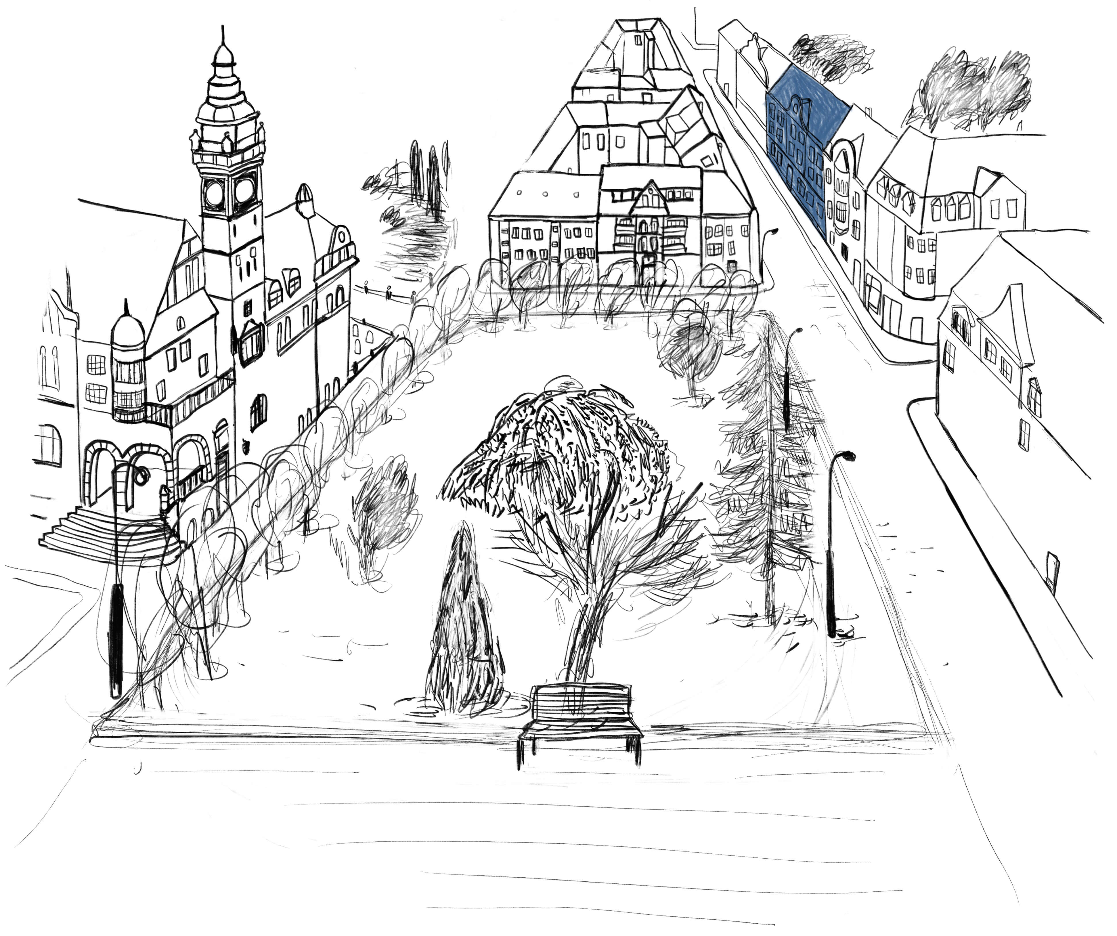 Sanierter Altbau aus der Gründerzeit am Elmshorner Platz in Wittenberge im Landkreis Prignitz, Erstbezug von Mietwohnungen mit Gemeinschaftsgarten